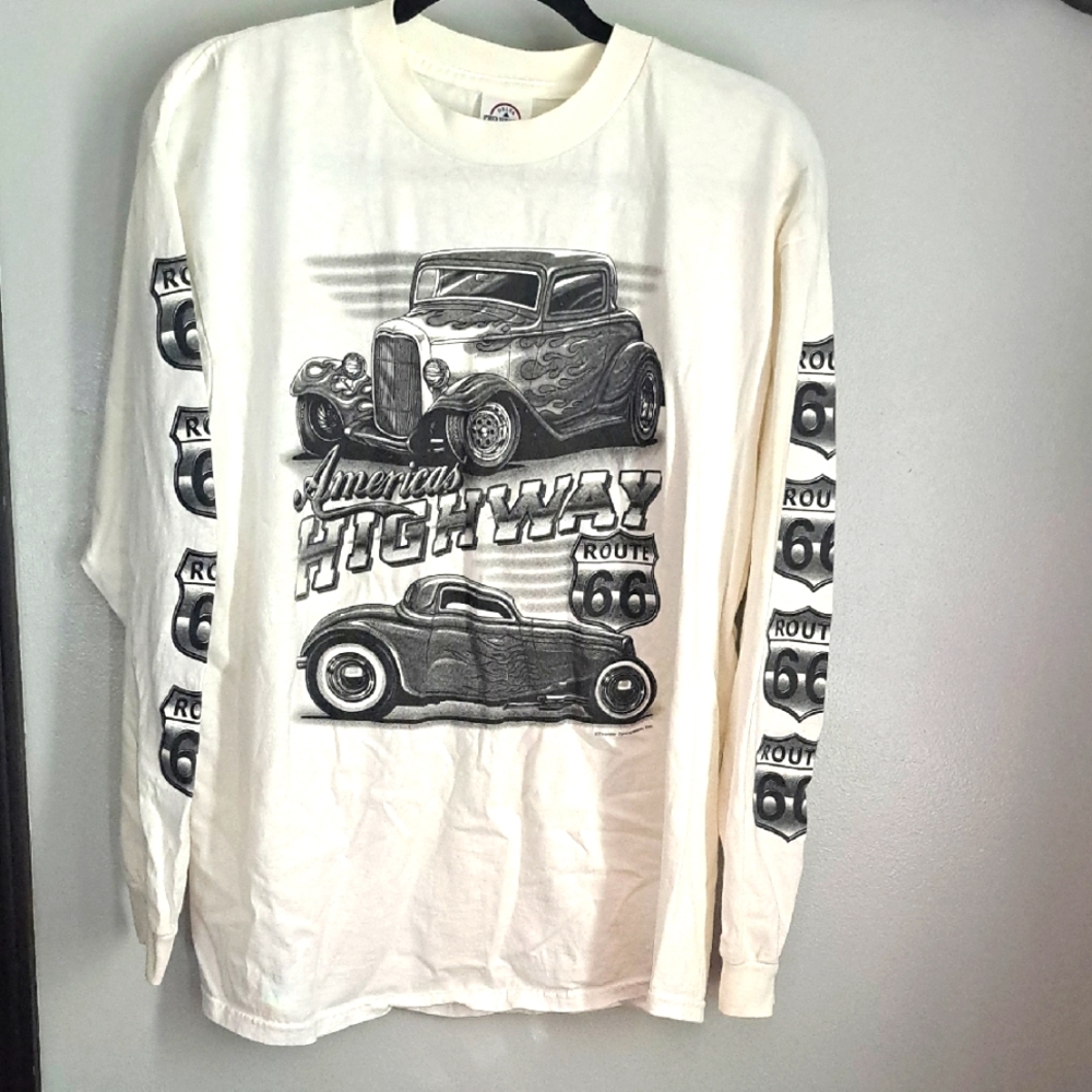 Route 66 Graphic Vintage Long Sleeve Shirt Size Large